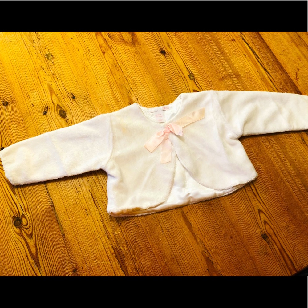 H&M Plush Jacket blush pink ribbon tie 4-6m EU 68